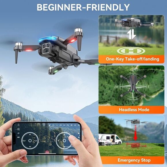 Drone with Camera - Foldable Brushless Motor Drone for Kids and Adults - Picture 6 of 8